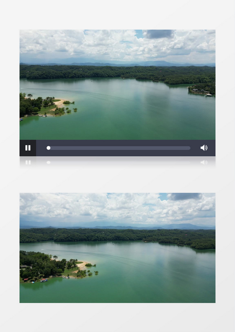 平静的湖面和周边植被景色实拍视频素材