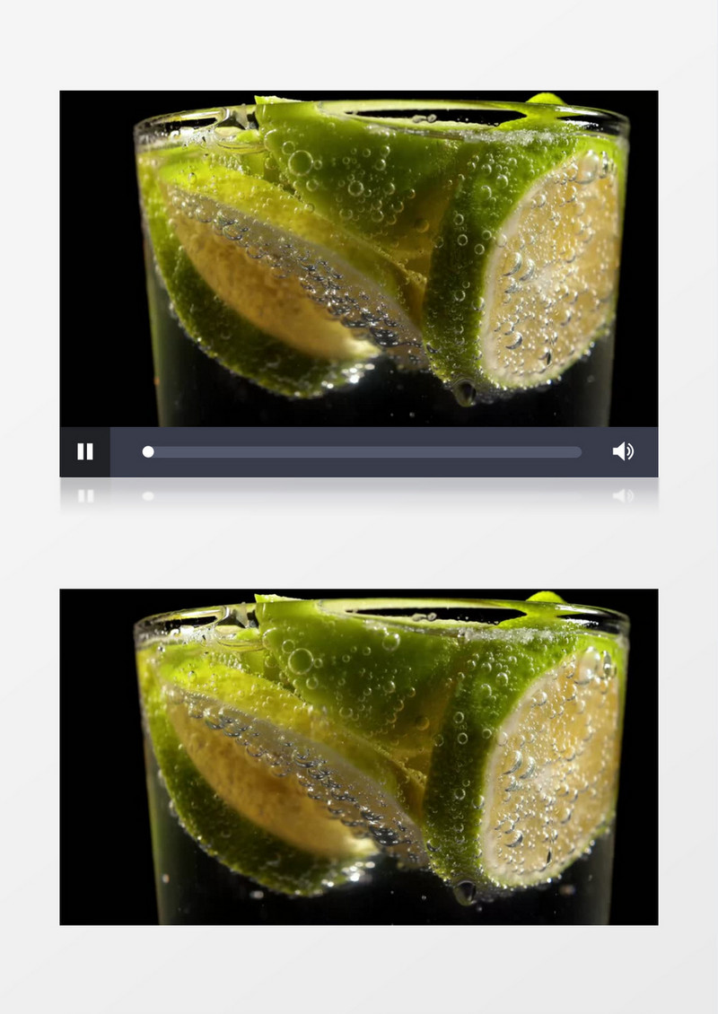 在气泡水中浸泡的柠檬片实拍视频素材
