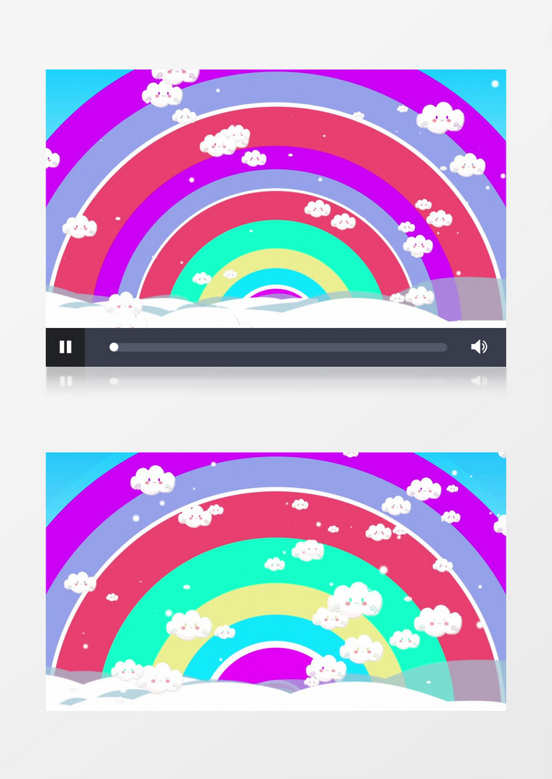 原创自产可爱卡通甜美彩虹云舞台背景AE模板