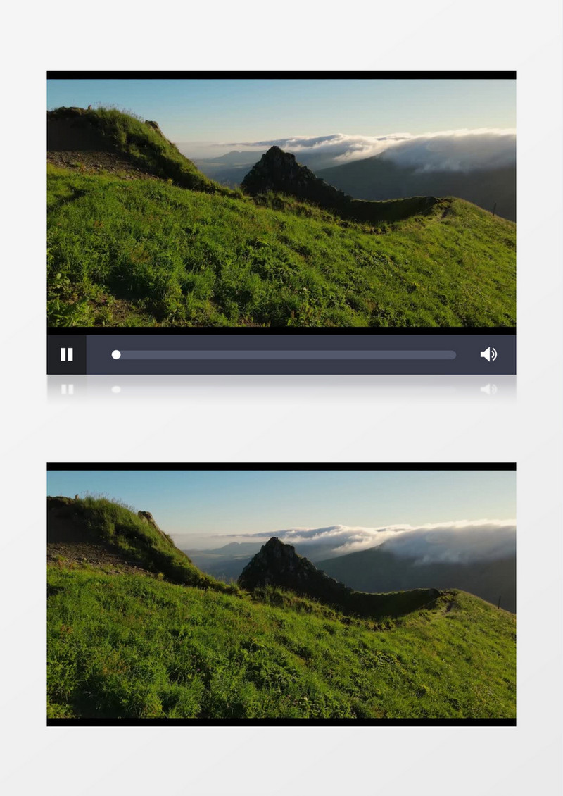 巍峨陡峭的山川和远处的云海实拍视频素材