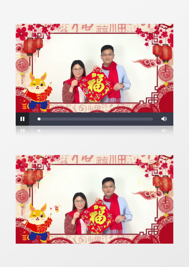 喜庆中国风新年春节拜年祝福视频ae片头模板