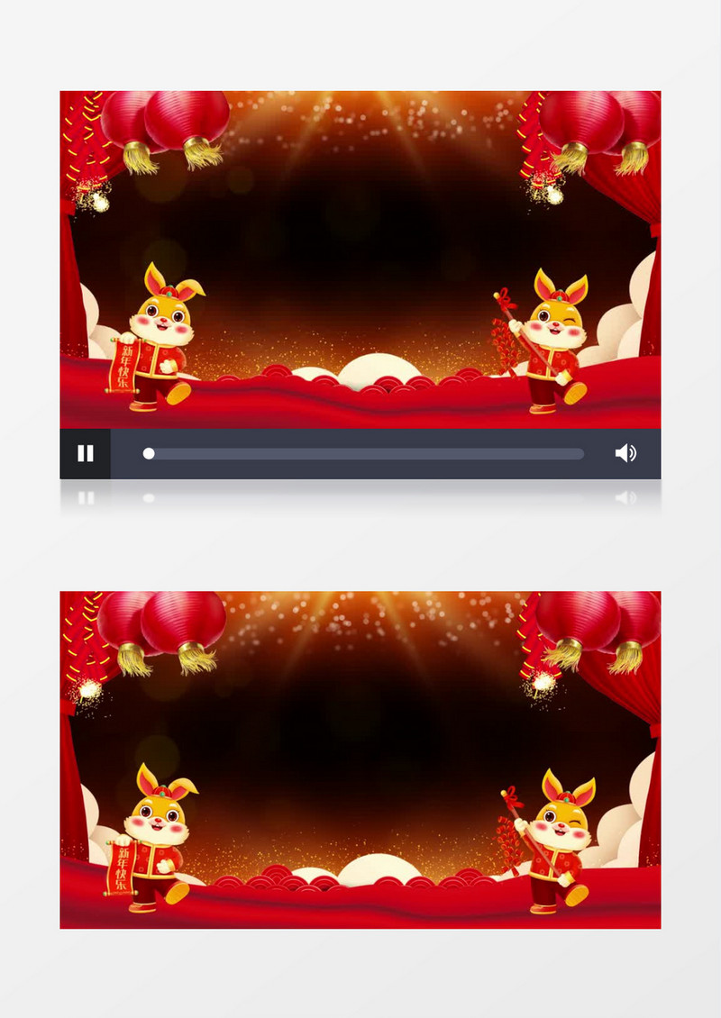 兔年新春红色喜庆金色粒子视频遮罩边框素材
