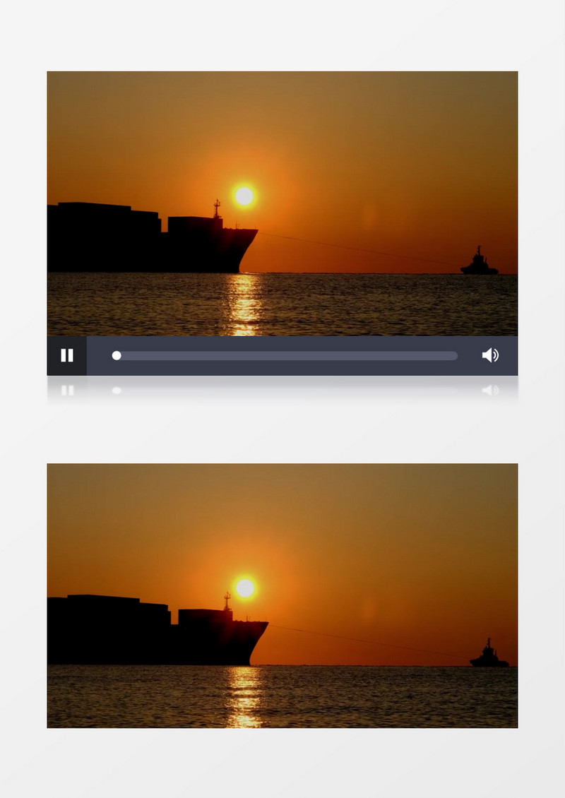 夕阳照射在海中行驶的游轮上实拍视频素材