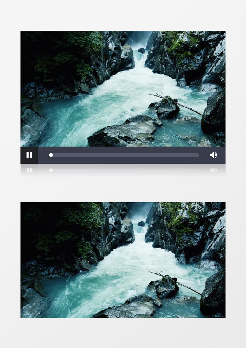 山涧上的水流从上倾泻而下实拍视频素材