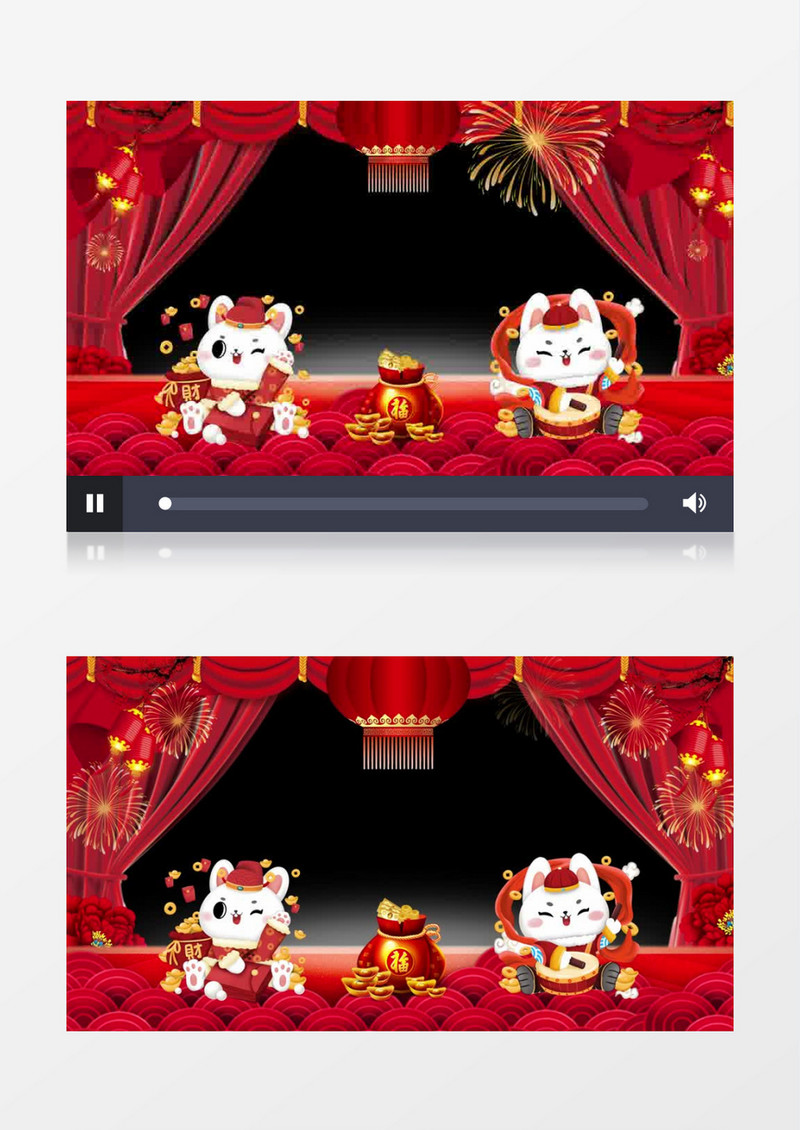 兔年红色2023新年灯笼背景视频边框后期素材