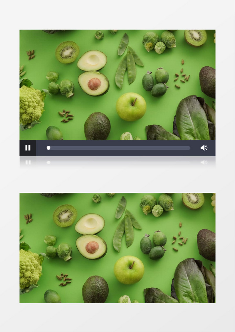餐桌上摆放的绿色蔬果实拍视频素材