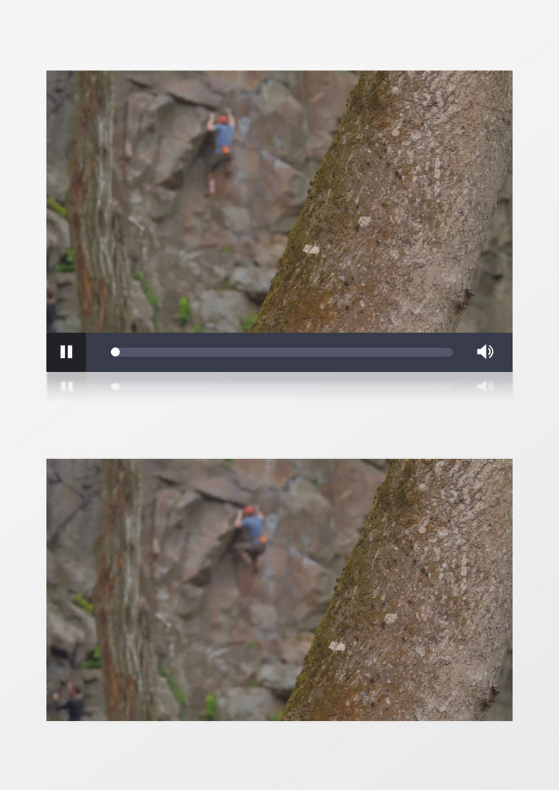 男人在垂直的岩壁上攀登实拍视频素材