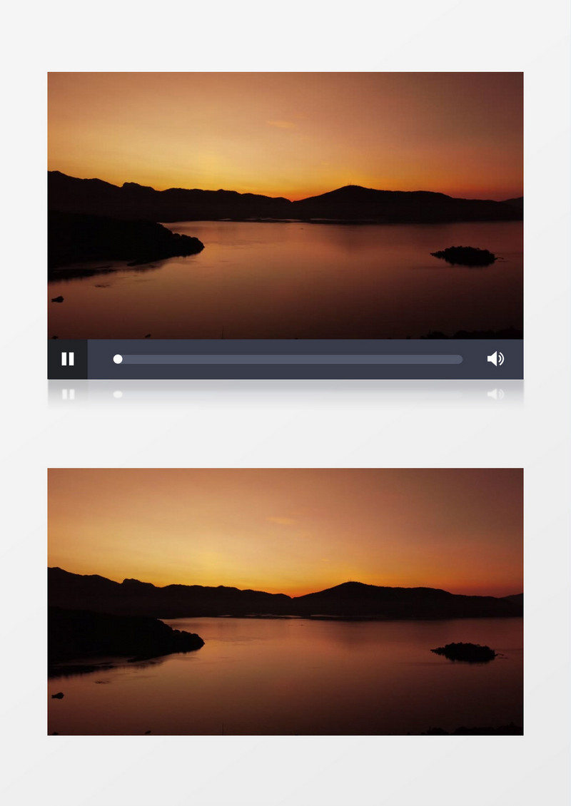 夕阳将天空和湖水映照成橙色实拍视频素材