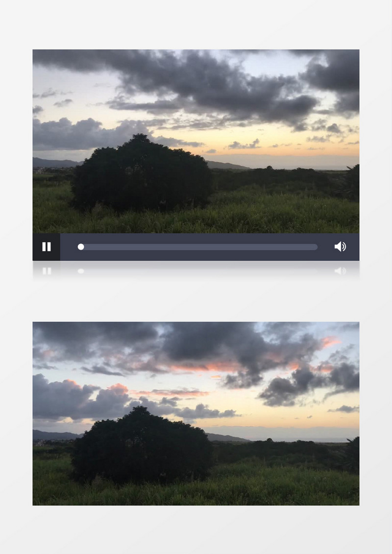 延时拍摄夕阳下的云层和草地实拍视频素材