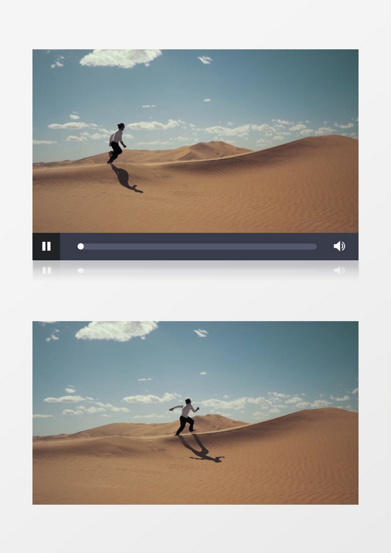 一个人在沙漠中奔跑实拍视频