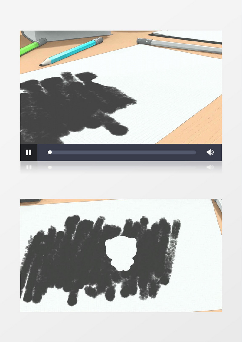 卡通桌面纸张笔刷涂抹logo动画AE视频模板