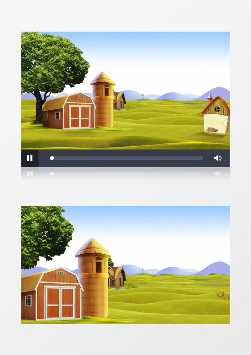 夏季农场卡通场景背景视频（有音乐）