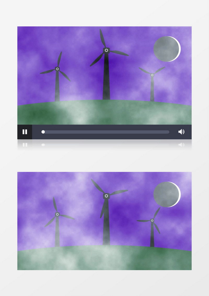 卡通剪影风车背景视频(有音乐)