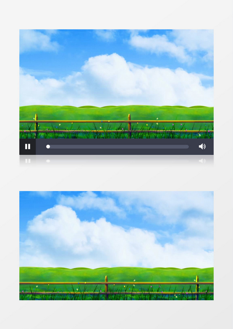 唯美蓝天绿地栅栏卡通场景背景视频（有音乐）