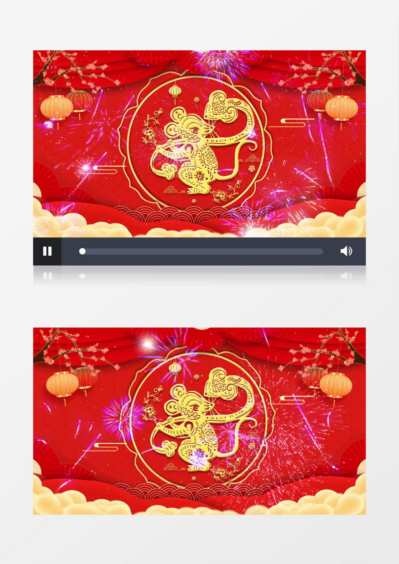 红色喜庆中国风春节舞台LED背景视频模板