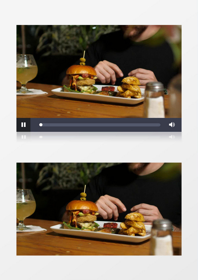 高清一个人在吃汉堡实拍视频素材