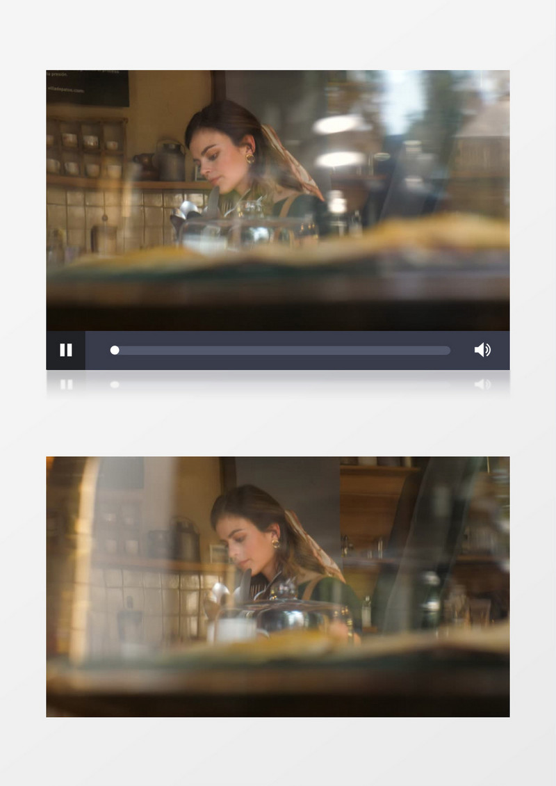 中景拍摄在咖啡店看书的女人实拍视频素材