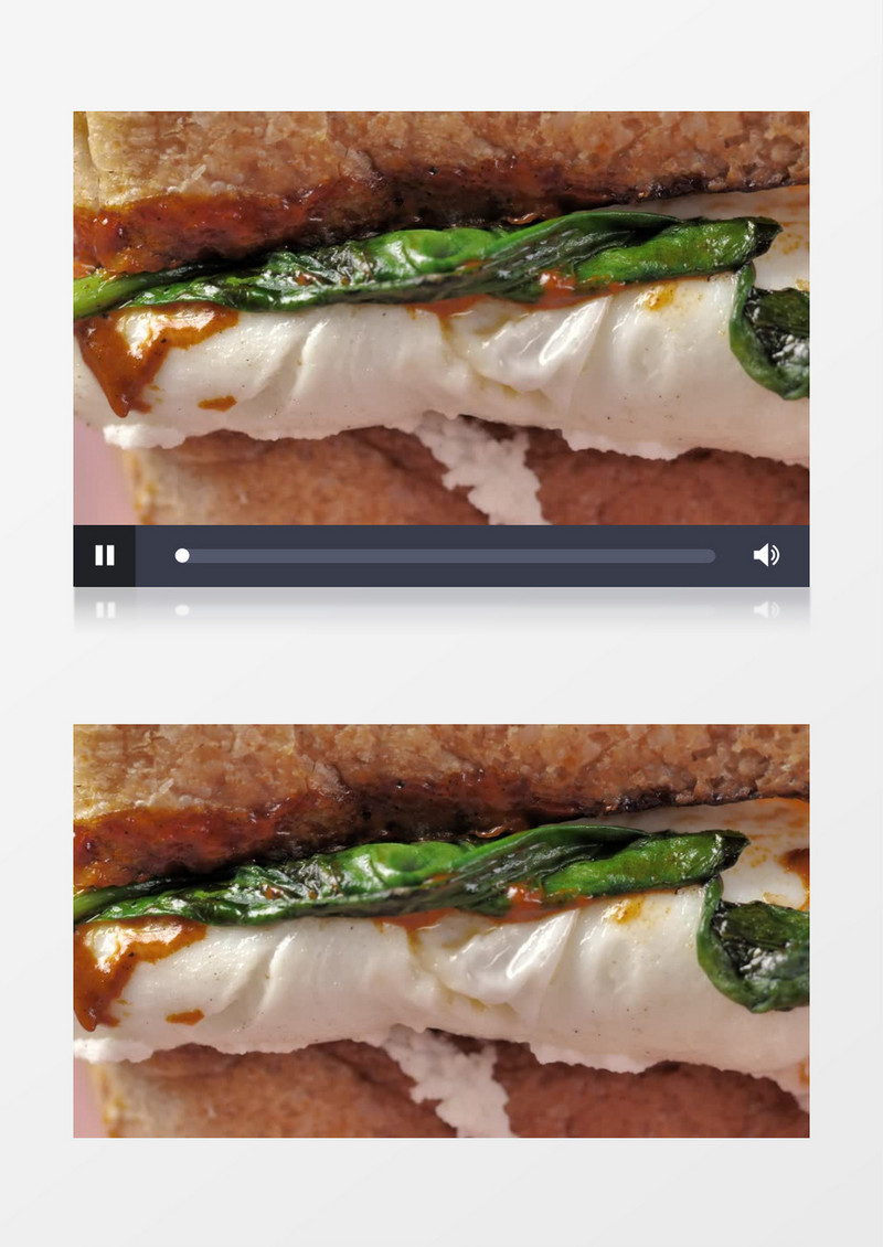 特写美食从侧面看三明治的内部实拍视频素材
