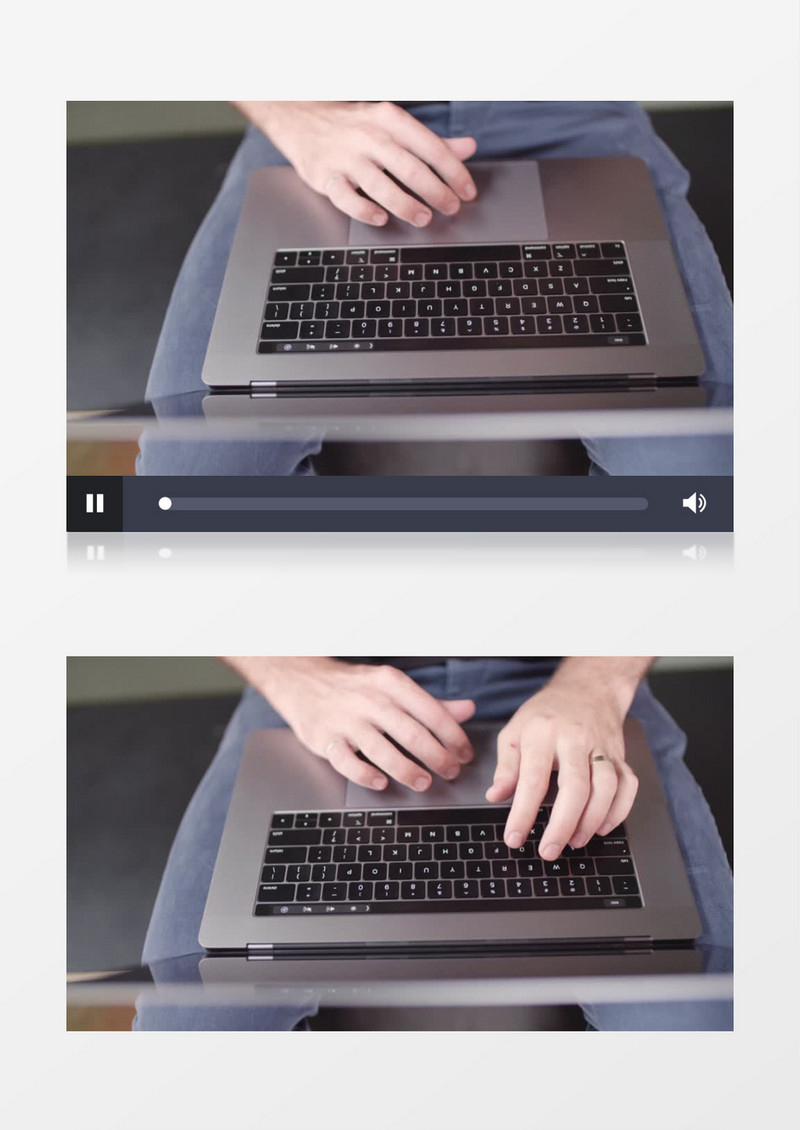 俯拍一个人在手提电脑上打字实拍视频素材