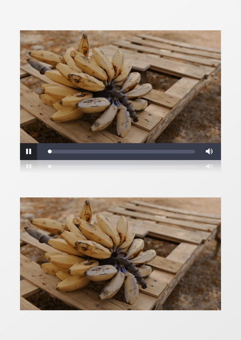 侧面拍摄木头底座上的小香蕉实拍视频素材