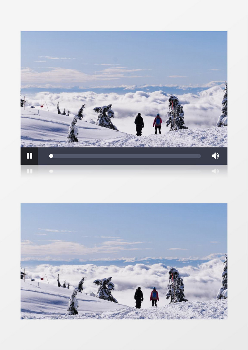 人们在雪地上行走实拍视频素材