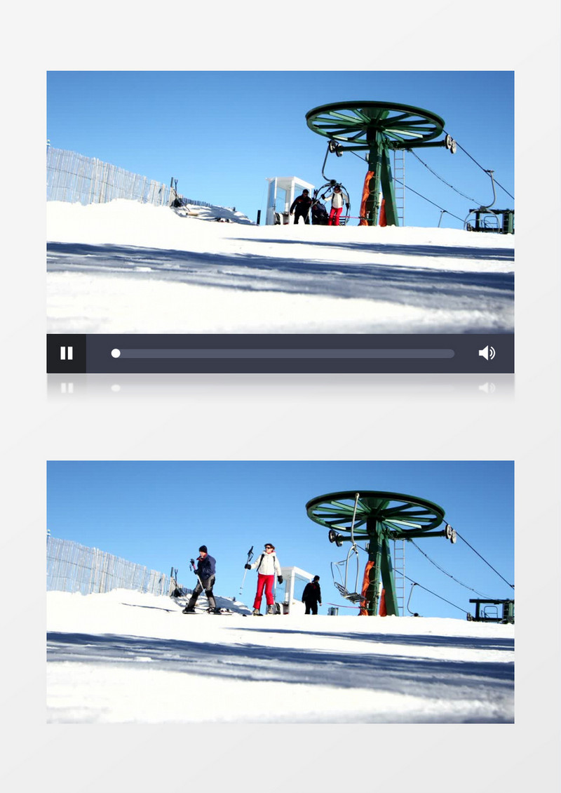 人们从滑雪缆车上下来实拍视频素材