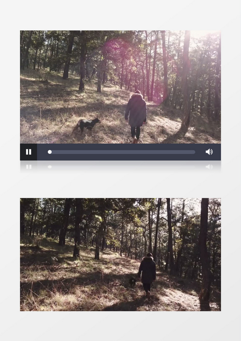年轻男子和他的黑狗下山实拍视频素材