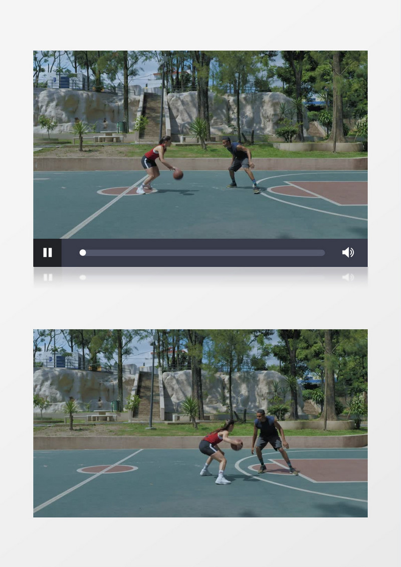 跟朋友打篮球的女人实拍视频素材