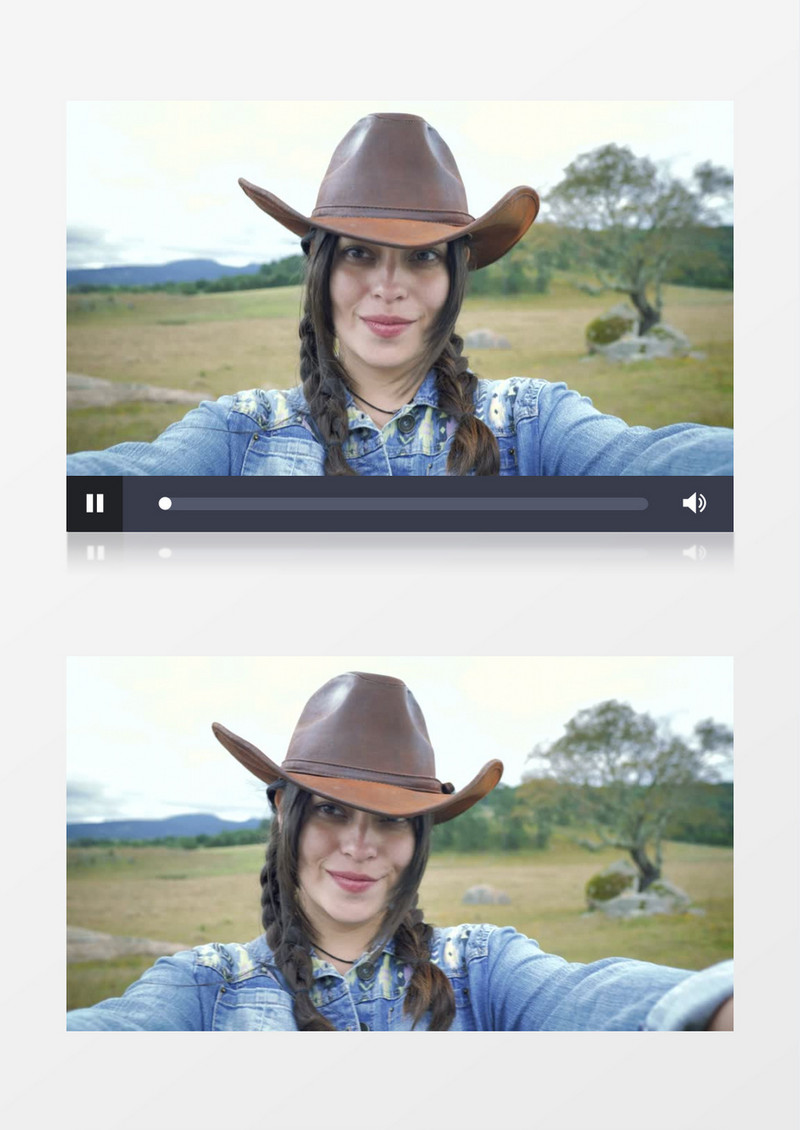戴牛仔帽的女孩在野外自拍实拍视频素材
