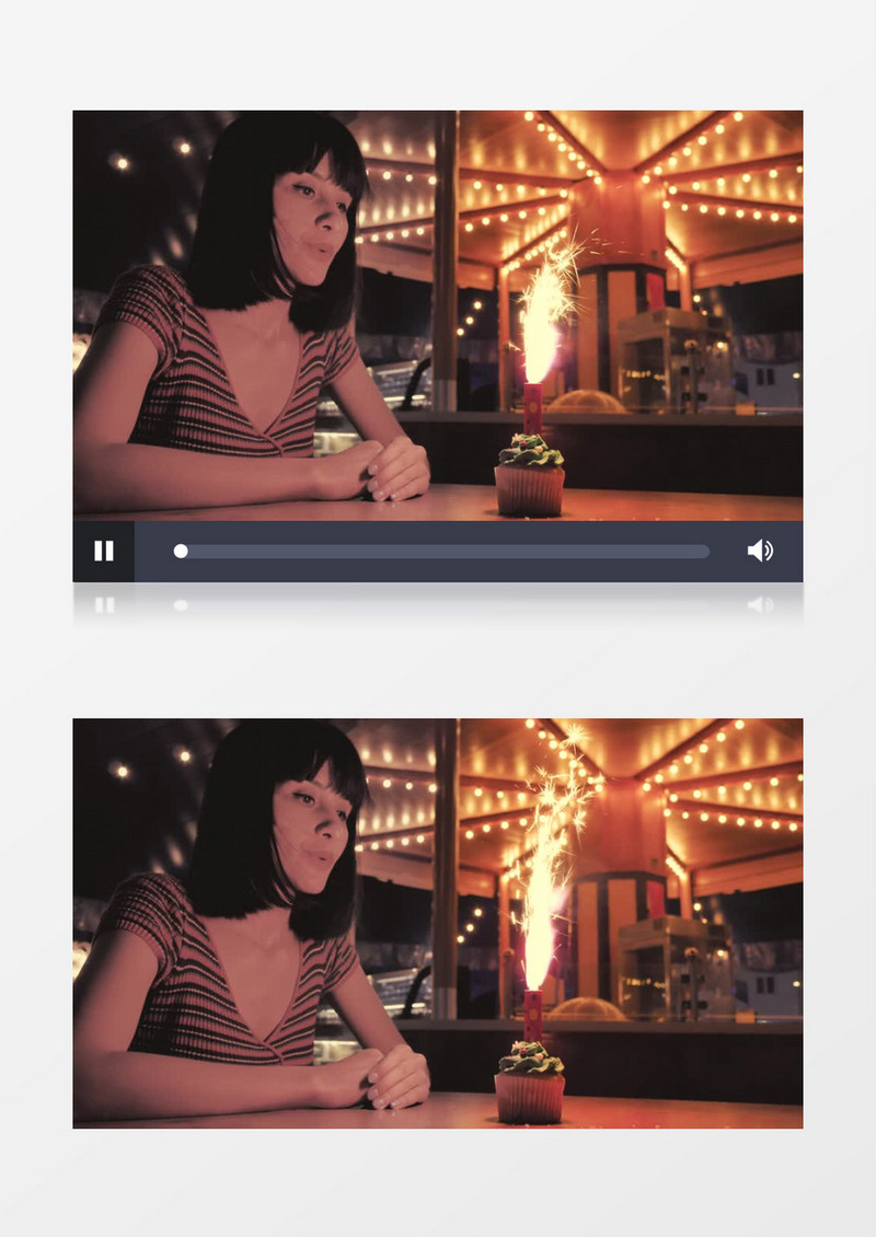 吹蛋糕蜡烛的黑发美女实拍视频素材