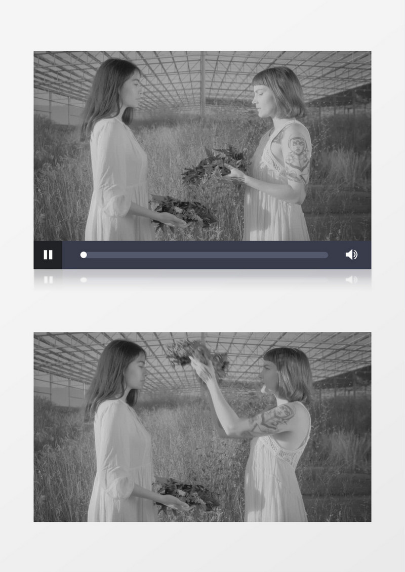 两个女孩互带花环实拍视频素材