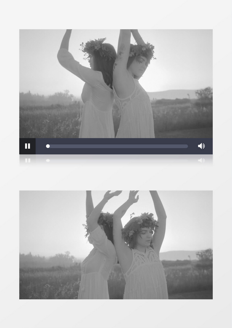 两个头戴花环的女孩在跳舞实拍视频素材