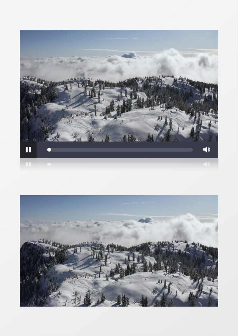 白雪覆盖的云层上的山实拍视频素材