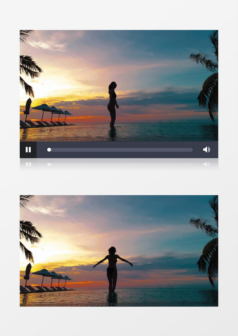 在夕阳下练瑜伽的女人剪影实拍视频素材