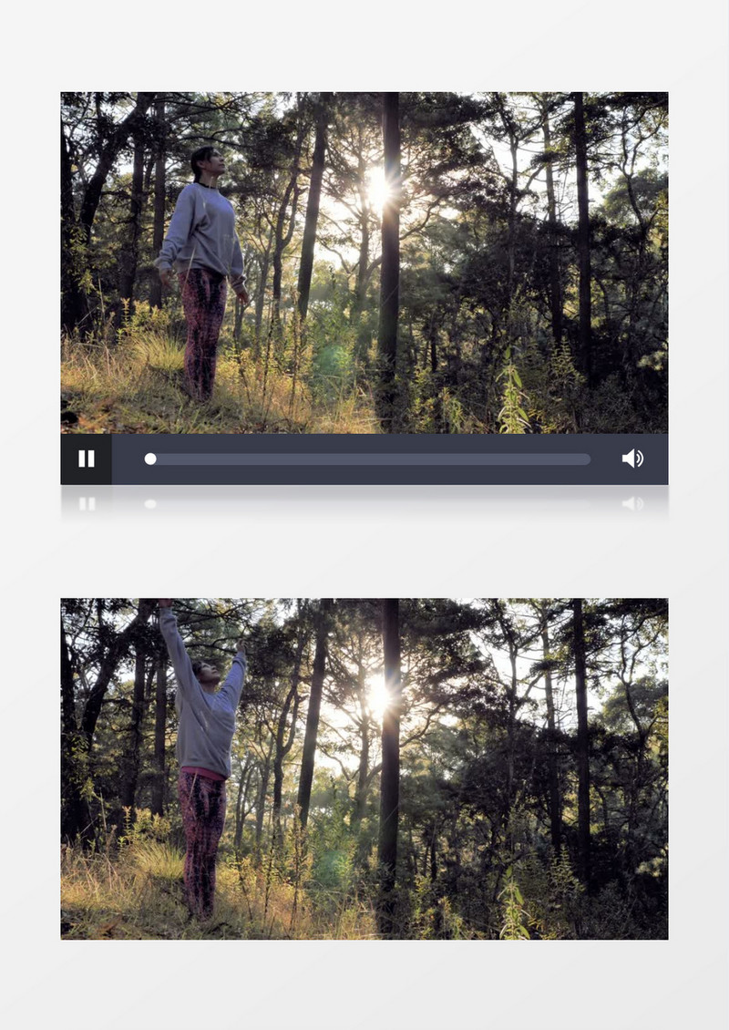 在树林里做瑜伽的女人实拍视频素材