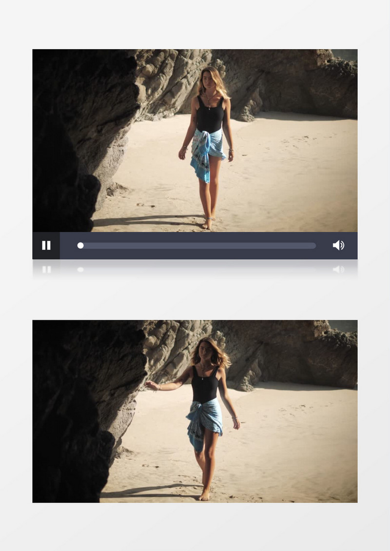 在海边吹海风的时髦女人实拍视频素材