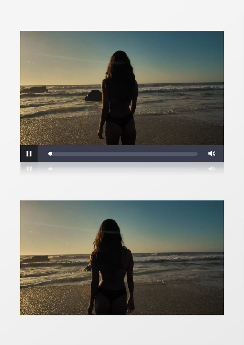  比基尼女孩在沙滩上漫步实拍视频素材
