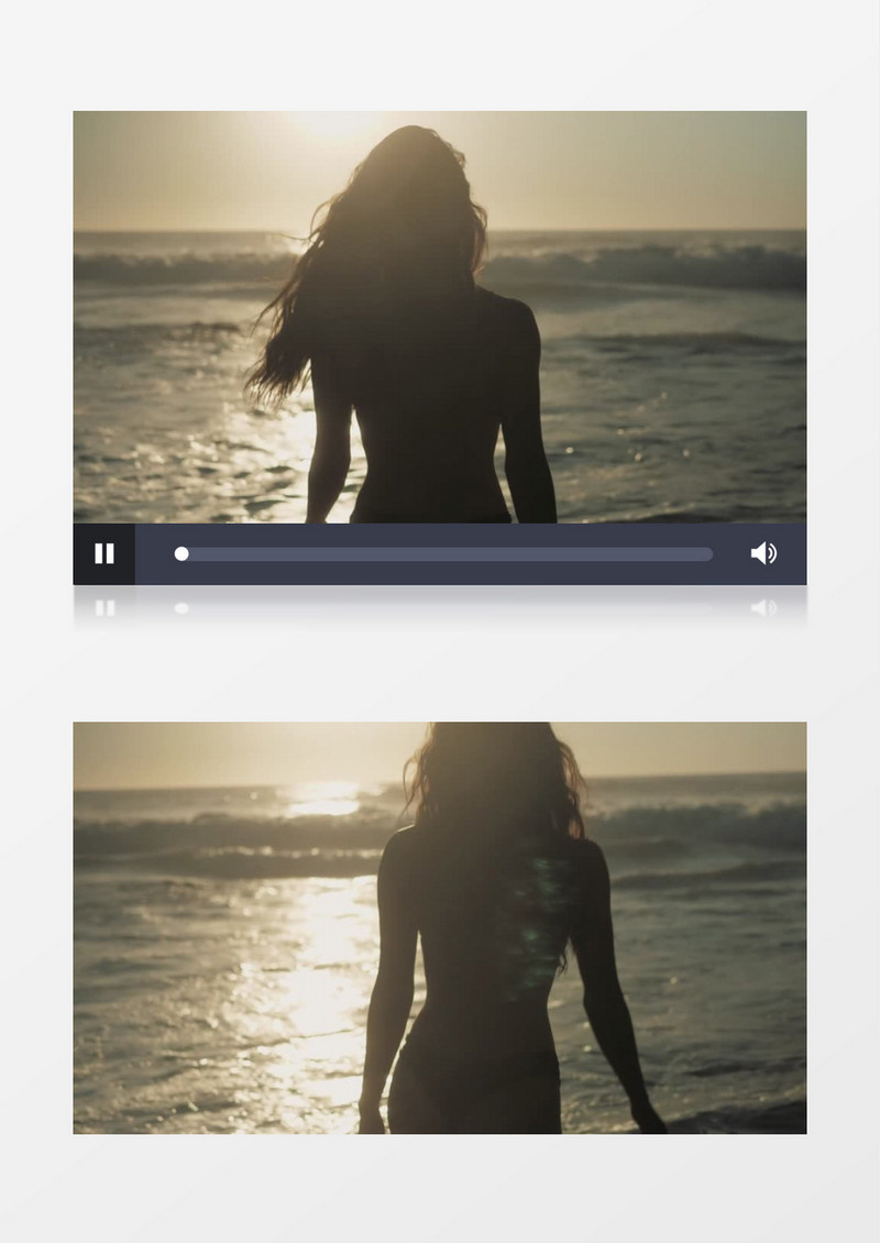 比基尼女孩在海边漫走实拍视频素材