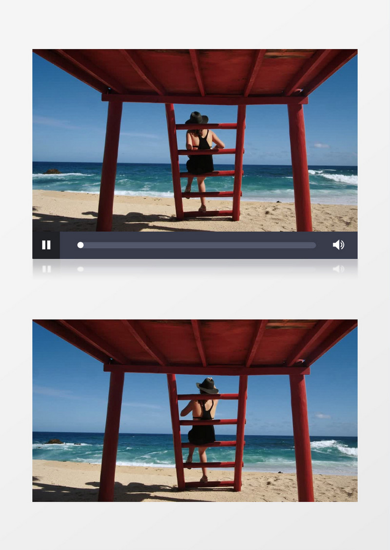 坐在海边看海的时髦女孩实拍视频素材