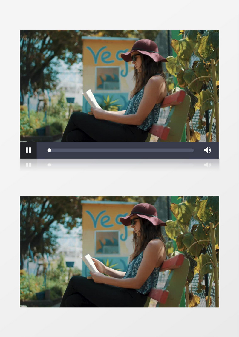 坐在长椅上看书的女人实拍视频素材