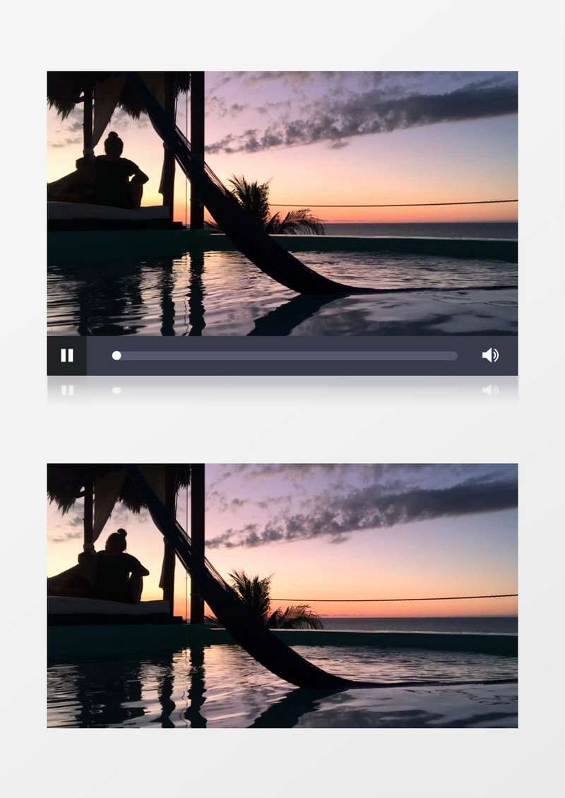  海边凉亭的女人背影剪影实拍视频素材