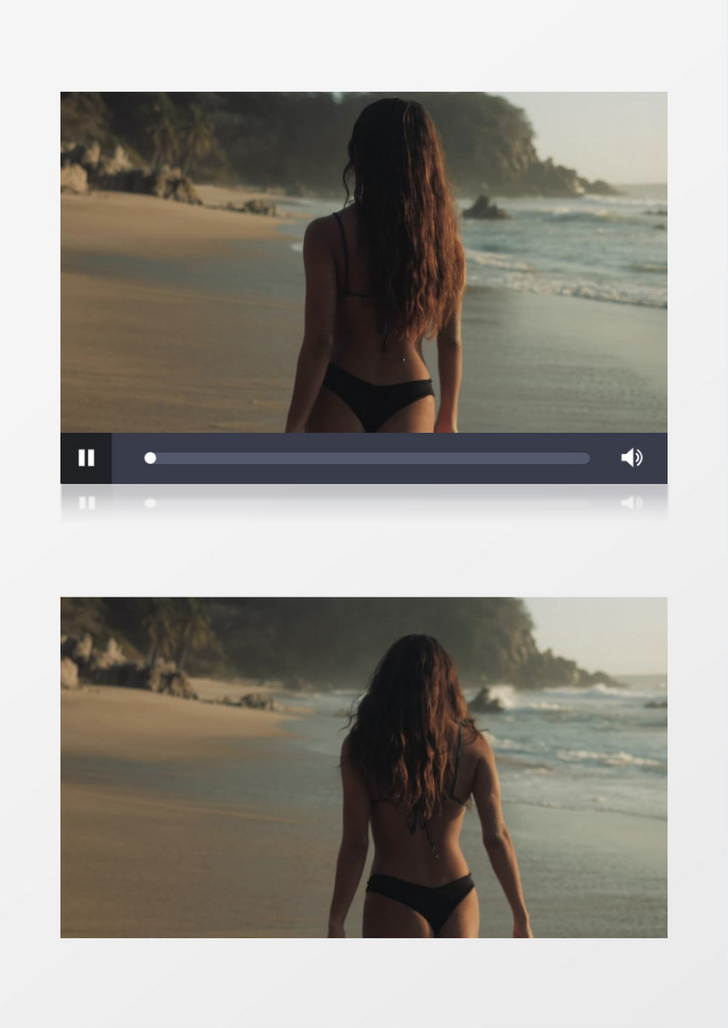 性感女人在海边散步赶海实拍视频素材