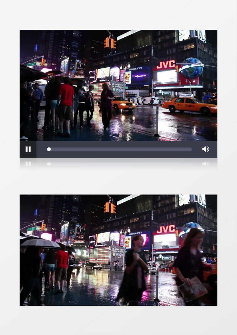 雨天夜景时代广场实拍视频素材