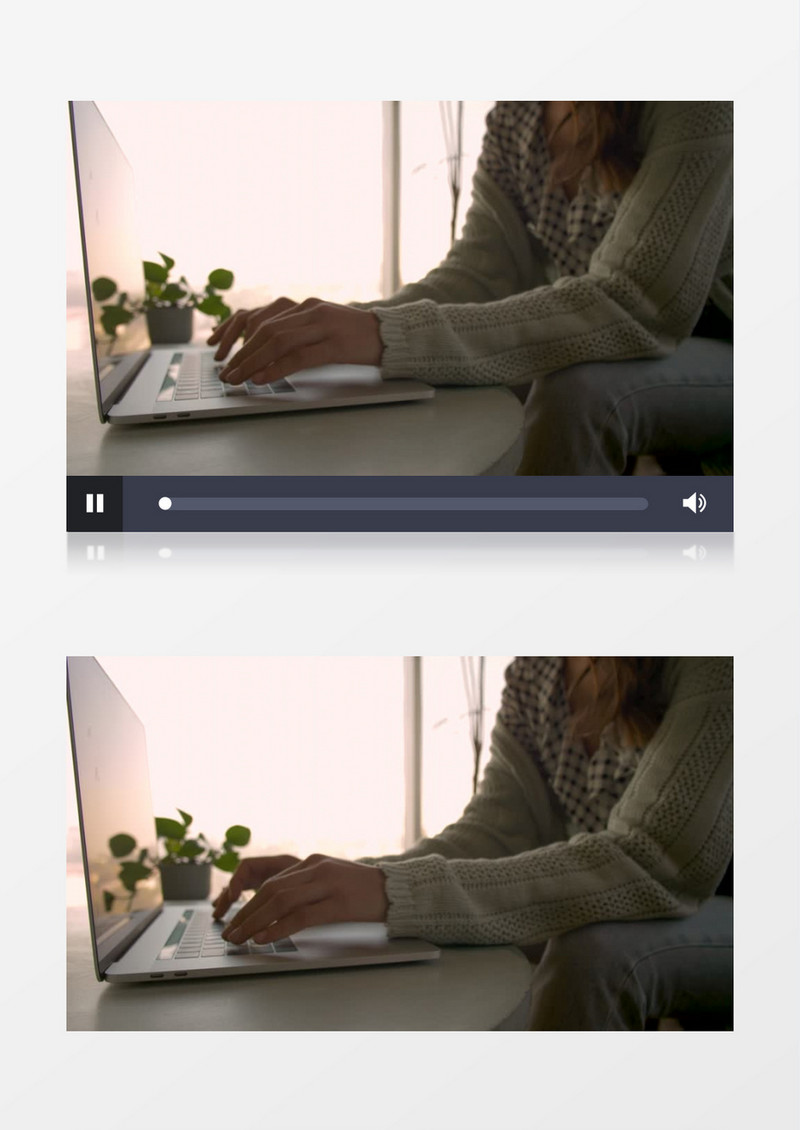 高清拍摄一个穿着毛衣的女人用笔记本电脑工作实拍视频素材