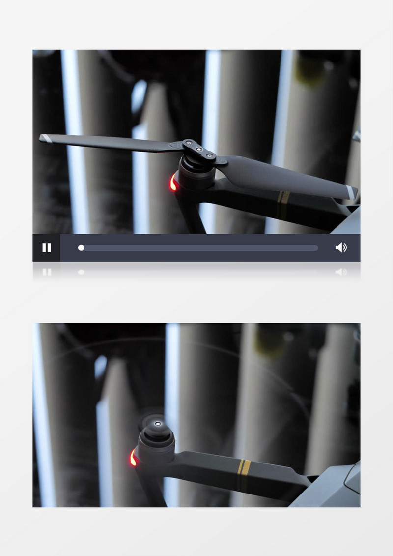高清拍摄无人机螺旋桨正在运转实拍视频素材