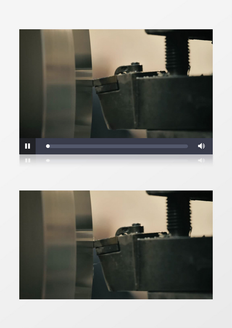 特写拍摄在车床上切钢的工业机器实拍视频素材