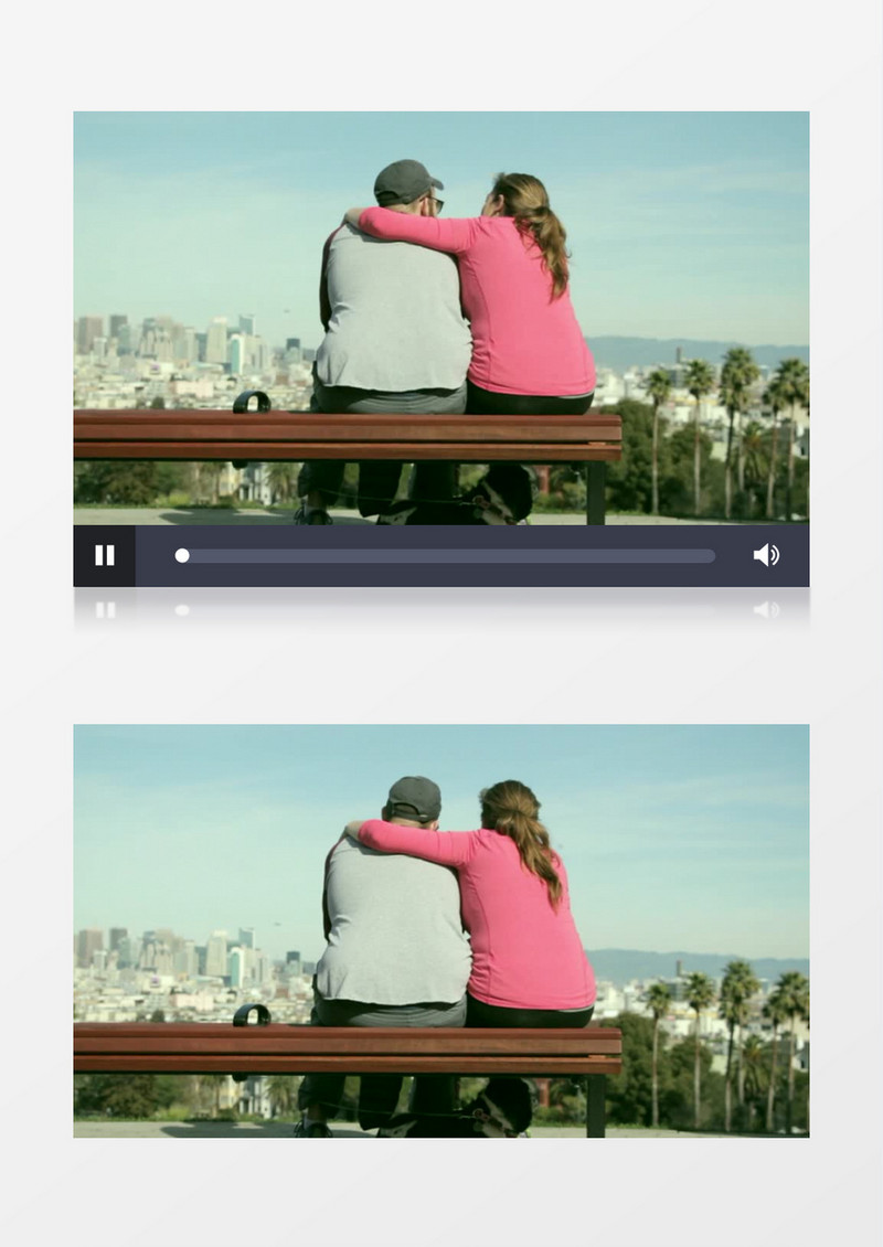 一对男女相拥坐在公园长椅上实拍视频素材