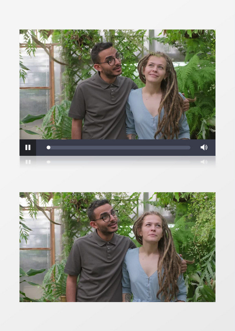 相拥漫步在植物园的情侣实拍视频素材