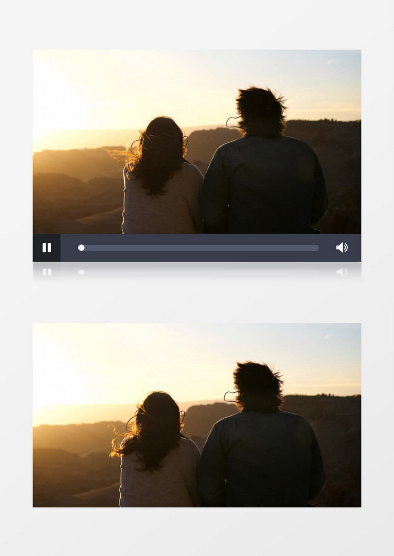 情侣二人坐在山头吹风实拍视频素材