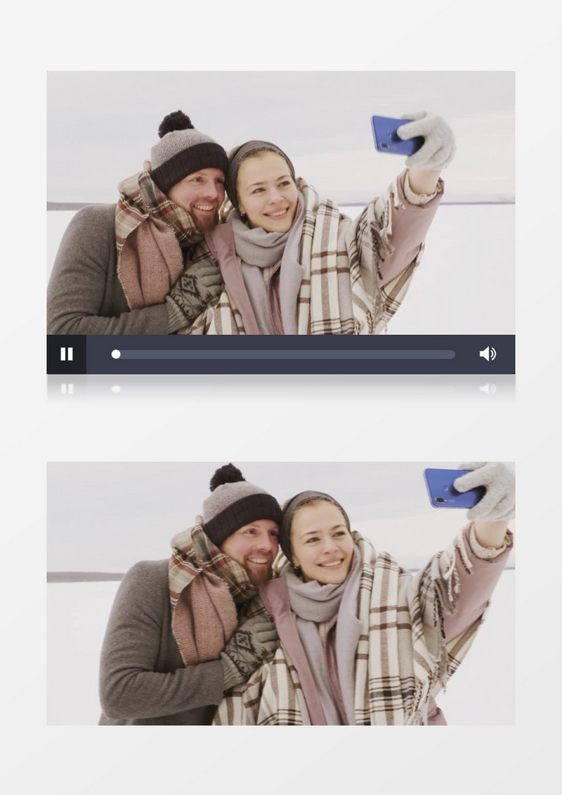 超高清实拍情侣在雪地自拍实拍视频素材